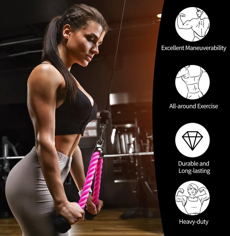 DkOvn Tricep Rope, 27 Inches Cable Machine Attachment, Pull Down Attachments with Carabiner, for Gym Home Workout Exercise - Image 4